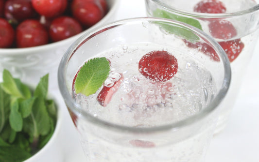 Infuse your Sparkling Water with Fresh Cherries & Mint